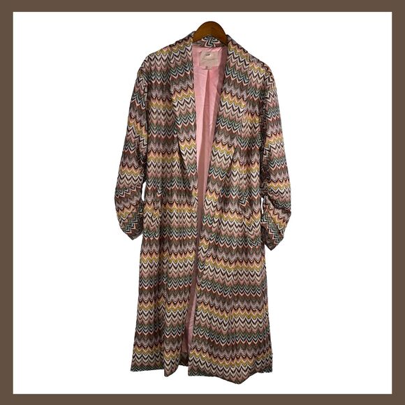 Anthropologie Hutch Keaton Sweater Coat Multicolor Knit Chevron Long Size XL - Picture 1 of 12